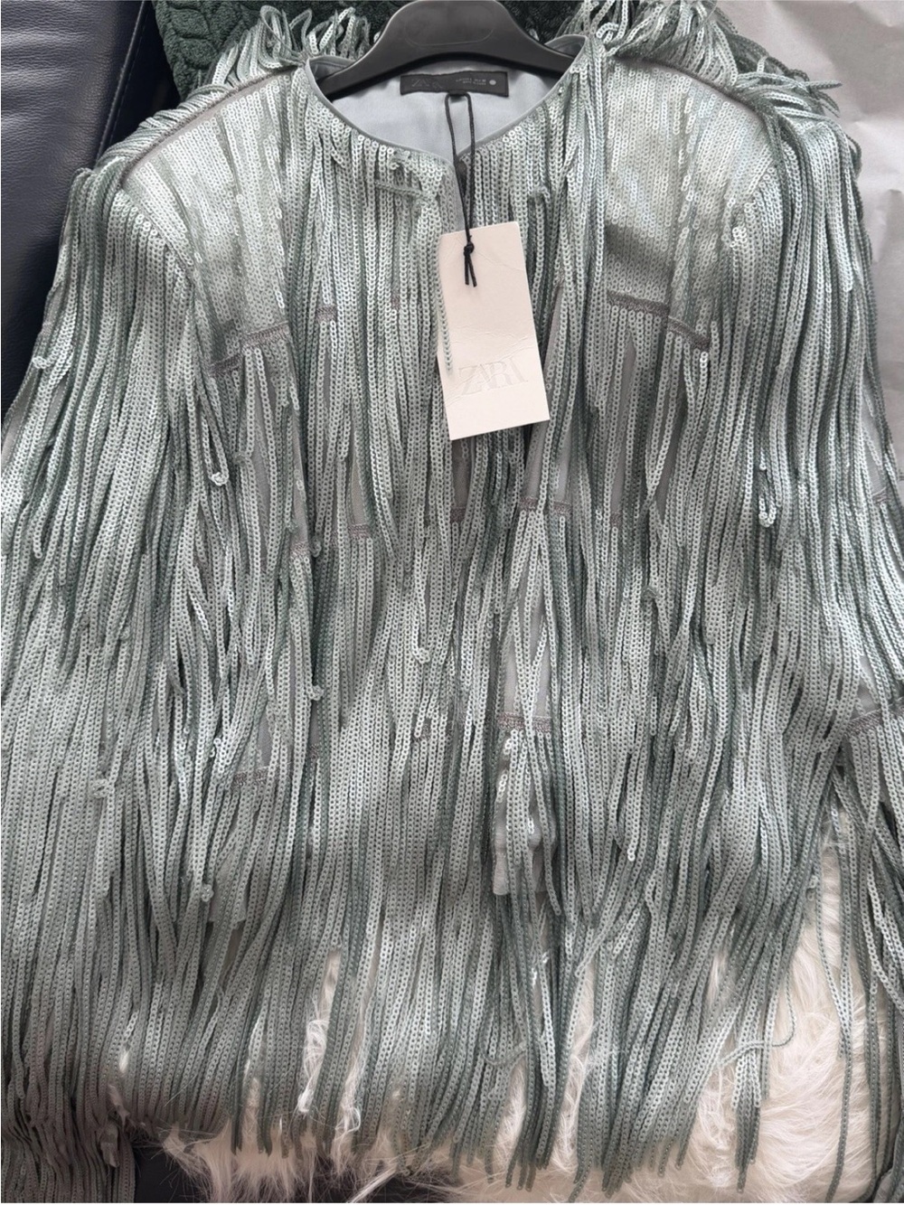 ZARA FRINGED SEQUIN JACKET - Picture 14 of 16